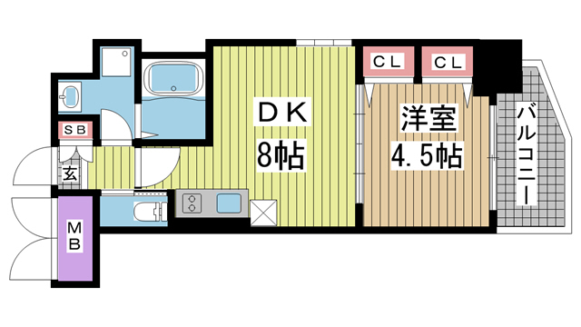 神戸市中央区加納町(JR東海道本線(近畿)三ノ宮)のマンション賃貸物件 間取画像