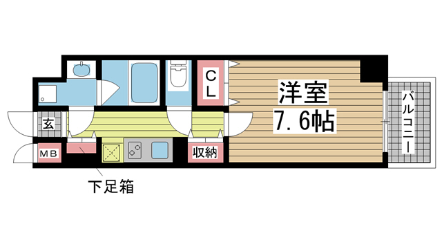 神戸市中央区二宮町(JR東海道本線(近畿)三ノ宮)のマンション賃貸物件 間取画像