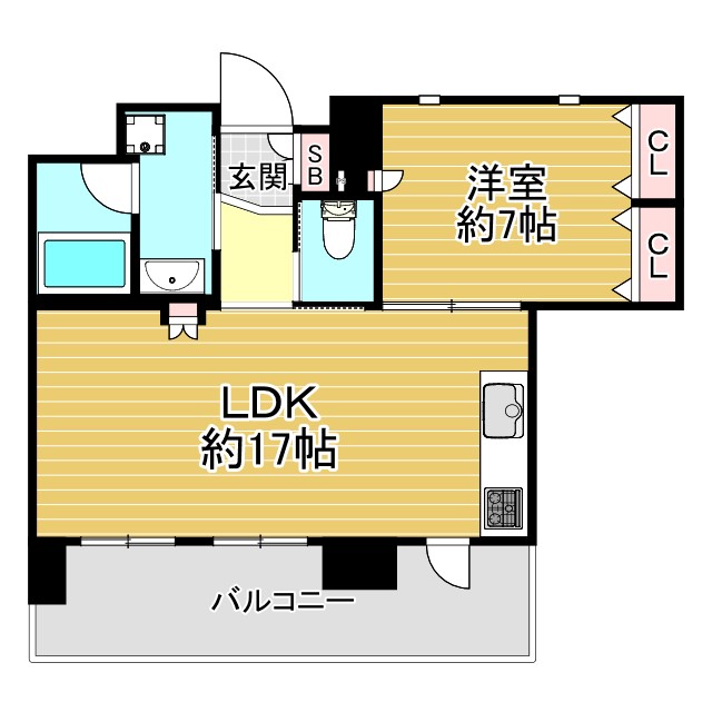 神戸市中央区磯上通(阪神本線神戸三宮)のマンション賃貸物件 間取画像