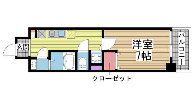 神戸市中央区磯辺通(JR東海道本線(近畿)三ノ宮)のマンション賃貸物件 間取画像