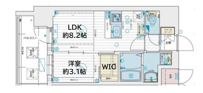 神戸市中央区脇浜町(阪神本線春日野道)のマンション賃貸物件 間取画像