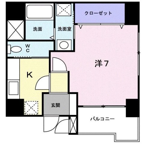 西宮市馬場町(阪神本線西宮)のマンション賃貸物件 間取画像