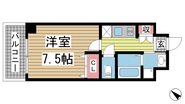 神戸市中央区生田町(神戸市営地下鉄線新神戸)のマンション賃貸物件 間取画像