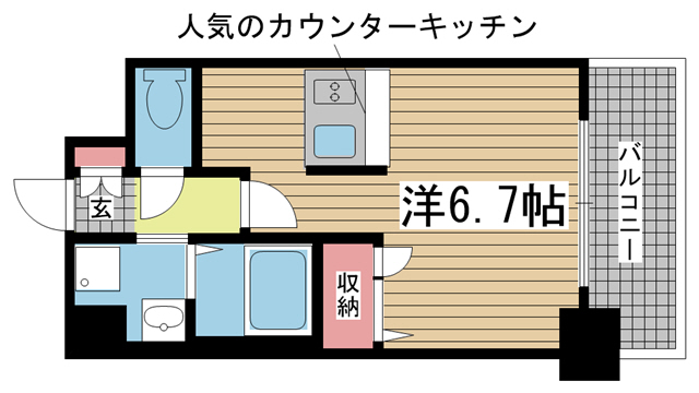 神戸市中央区日暮通(JR東海道本線(近畿)三ノ宮)のマンション賃貸物件 間取画像