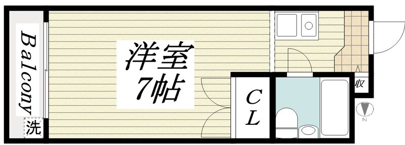 神戸市灘区鹿ノ下通(JR東海道本線(近畿)六甲道)のマンション賃貸物件 間取画像