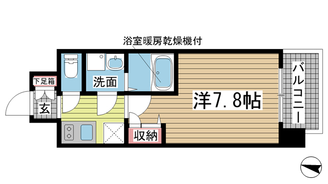 神戸市中央区生田町(神戸市営地下鉄線新神戸)のマンション賃貸物件 間取画像