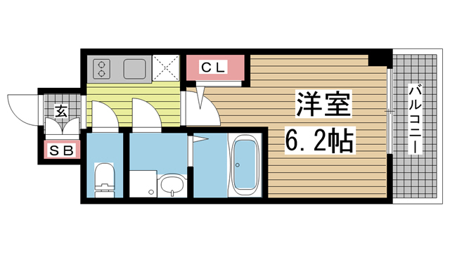 神戸市兵庫区西上橘通(JR東海道本線(近畿)神戸)のマンション賃貸物件 間取画像