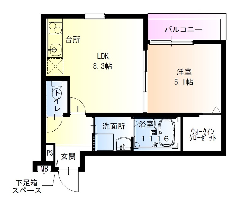 神戸市中央区北本町通(阪神本線春日野道)のアパート賃貸物件 間取画像