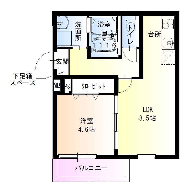 神戸市中央区北本町通(阪神本線春日野道)のアパート賃貸物件 間取画像
