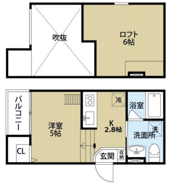 神戸市長田区海運町(JR山陽本線鷹取)のアパート賃貸物件 間取画像