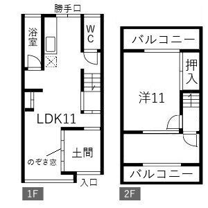 神戸市兵庫区上庄通(JR和田岬線和田岬)のテラスハウス賃貸物件 間取画像
