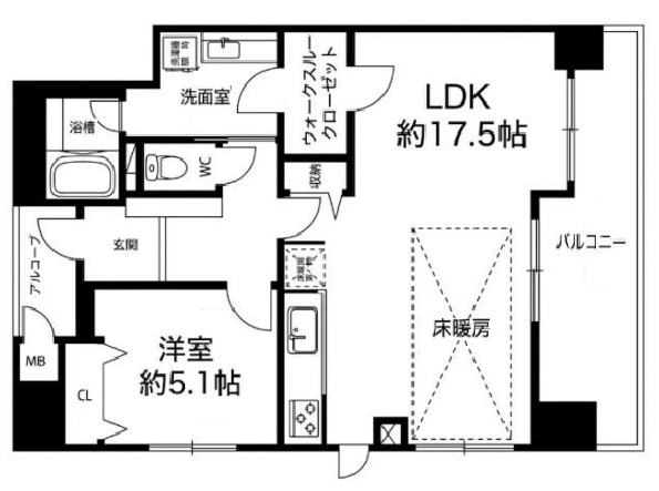 神戸市中央区加納町(神戸市営地下鉄線新神戸)のマンション賃貸物件 間取画像