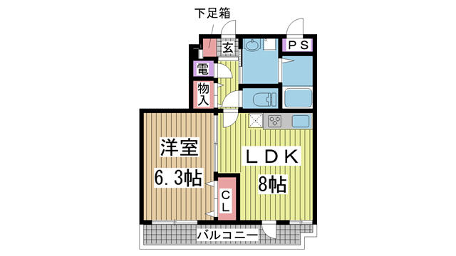 神戸市中央区元町通(JR東海道本線(近畿)元町)のマンション賃貸物件 間取画像