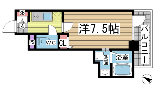 神戸市中央区花隈町(JR東海道本線(近畿)元町)のマンション賃貸物件 間取画像