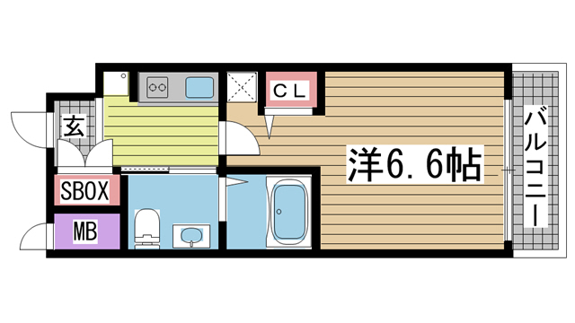 神戸市中央区御幸通(JR東海道本線(近畿)三ノ宮)のマンション賃貸物件 間取画像