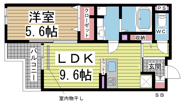 神戸市中央区北野町(JR東海道本線(近畿)三ノ宮)のアパート賃貸物件 間取画像