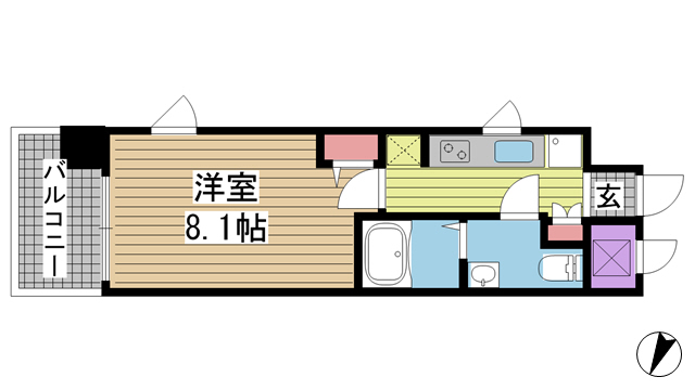 神戸市中央区二宮町(JR東海道本線(近畿)三ノ宮)のマンション賃貸物件 間取画像