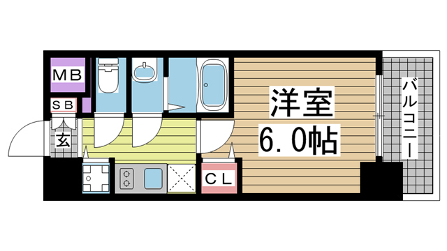 神戸市中央区割塚通(JR東海道本線(近畿)灘)のマンション賃貸物件 間取画像