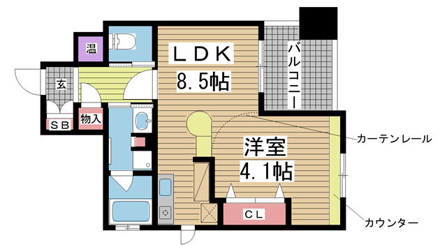 神戸市中央区磯辺通(JR東海道本線(近畿)三ノ宮)のマンション賃貸物件 間取画像