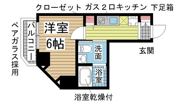 神戸市兵庫区下沢通(神戸市営地下鉄線湊川公園)のマンション賃貸物件 間取画像