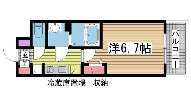 神戸市兵庫区西出町(JR東海道本線(近畿)神戸)のマンション賃貸物件 間取画像