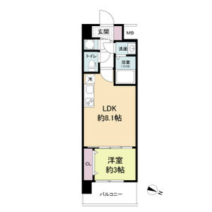 神戸市兵庫区荒田町(JR東海道本線(近畿)神戸)のマンション賃貸物件 間取画像