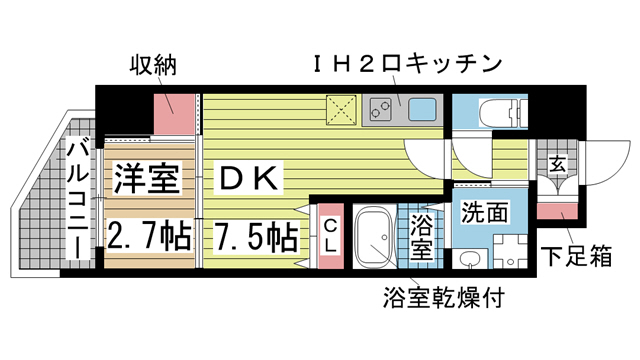 神戸市兵庫区荒田町(JR東海道本線(近畿)神戸)のマンション賃貸物件 間取画像