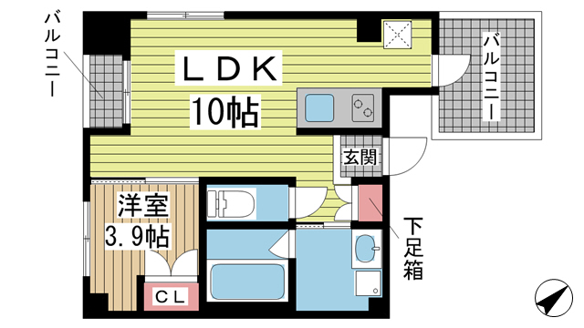 神戸市中央区北長狭通(JR東海道本線(近畿)神戸)のマンション賃貸物件 間取画像