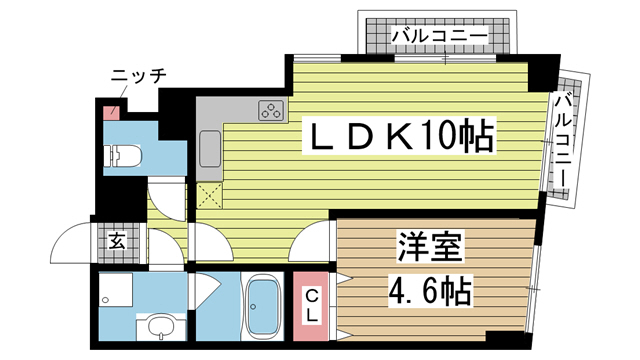 神戸市中央区坂口通(JR東海道本線(近畿)灘)のマンション賃貸物件 間取画像