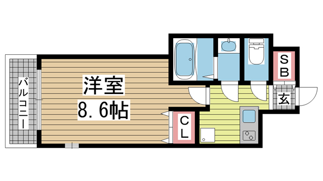 神戸市中央区中山手通(JR東海道本線(近畿)元町)のマンション賃貸物件 間取画像