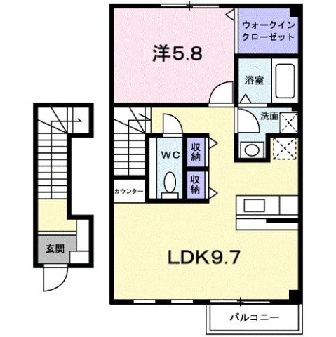 神戸市北区有野町有野(神戸電鉄三田線五社)のアパート賃貸物件 間取画像