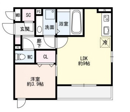 神戸市中央区熊内町(神戸市営地下鉄線新神戸)のアパート賃貸物件 間取画像