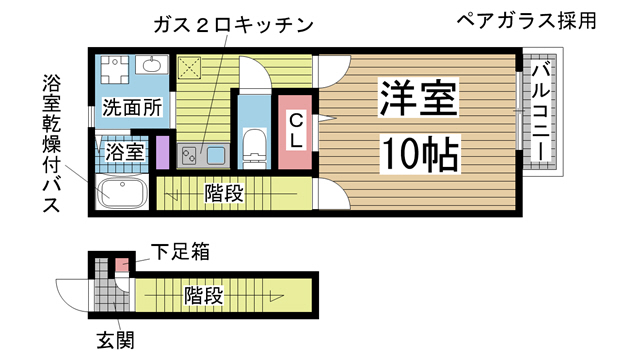 神戸市長田区房王寺町(神戸電鉄有馬線長田)のアパート賃貸物件 間取画像
