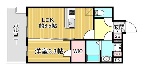 神戸市長田区細田町(JR山陽本線新長田)のマンション賃貸物件 間取画像