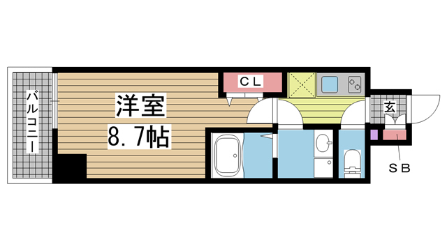 神戸市中央区古湊通(JR東海道本線(近畿)神戸)のマンション賃貸物件 間取画像