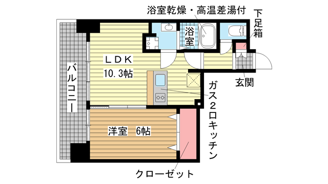 神戸市中央区下山手通（ＪＲ東海道本線（近畿）元町）のマンション賃貸物件 間取画像