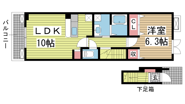 神戸市垂水区西舞子(山陽電鉄線西舞子)のアパート賃貸物件 間取画像