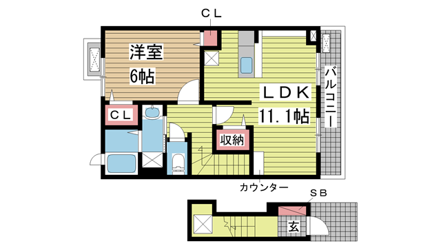 神戸市垂水区西舞子(山陽電鉄線西舞子)のアパート賃貸物件 間取画像