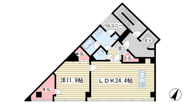 神戸市中央区加納町(JR東海道本線(近畿)三ノ宮)のマンション賃貸物件 間取画像