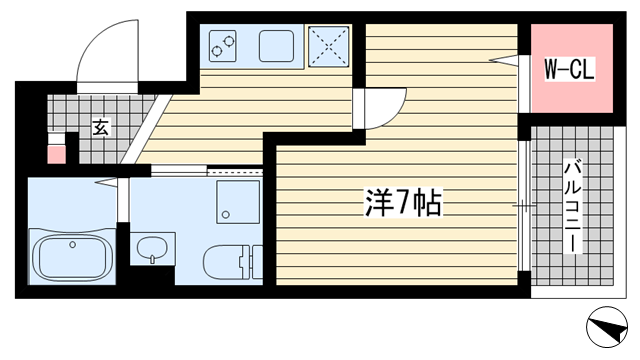 神戸市中央区熊内橋通(神戸市営地下鉄線新神戸)のアパート賃貸物件 間取画像