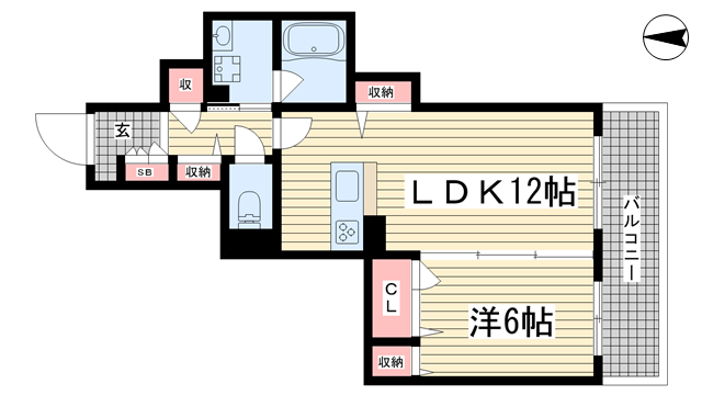 神戸市兵庫区上三条町(神戸市営地下鉄線大倉山)のマンション賃貸物件 間取画像