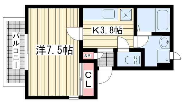 神戸市中央区中山手通(神戸市営地下鉄線大倉山)のアパート賃貸物件 間取画像