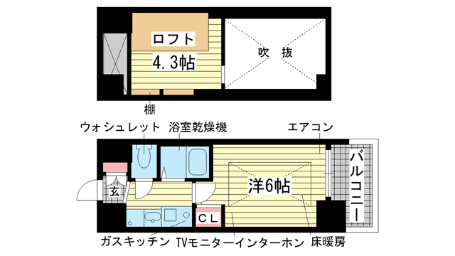 神戸市中央区琴ノ緒町(JR東海道本線(近畿)三ノ宮)のマンション賃貸物件 間取画像