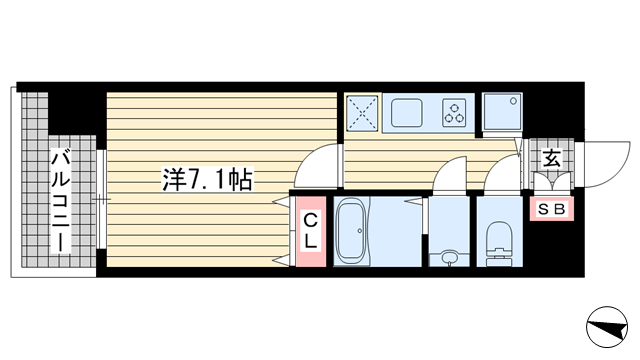 神戸市中央区二宮町(JR東海道本線(近畿)三ノ宮)のマンション賃貸物件 間取画像