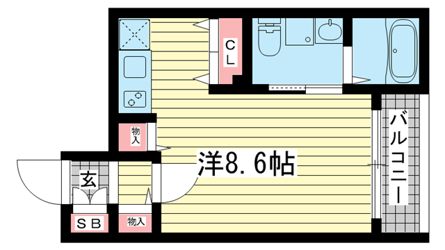 神戸市中央区下山手通(神戸市営地下鉄線大倉山)のアパート賃貸物件 間取画像