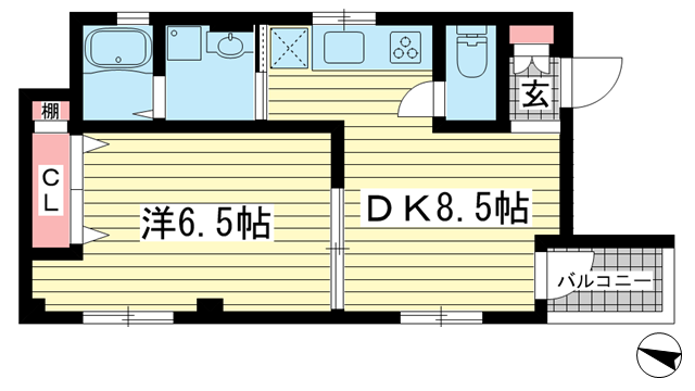 神戸市中央区雲井通(JR東海道本線(近畿)三ノ宮)のマンション賃貸物件 間取画像