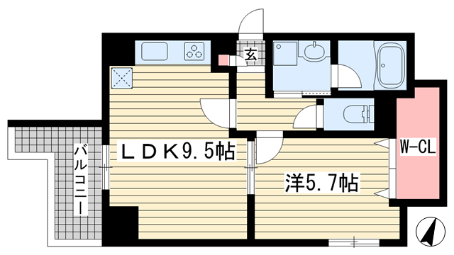 神戸市中央区磯辺通(JR東海道本線(近畿)三ノ宮)のマンション賃貸物件 間取画像