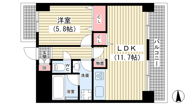 神戸市兵庫区笠松通(JR和田岬線和田岬)のマンション賃貸物件 間取画像