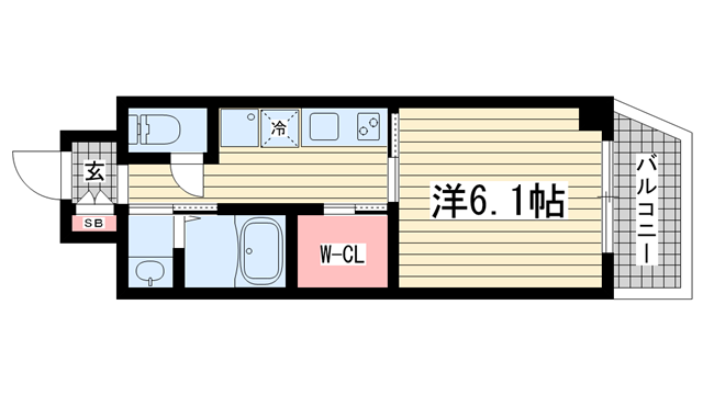 神戸市中央区二宮町(JR東海道本線(近畿)三ノ宮)のマンション賃貸物件 間取画像