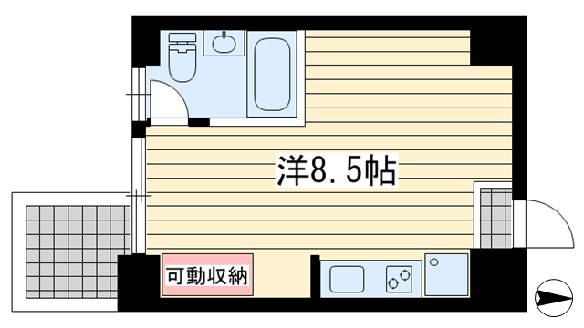 神戸市中央区琴ノ緒町(JR東海道本線(近畿)三ノ宮)のマンション賃貸物件 間取画像